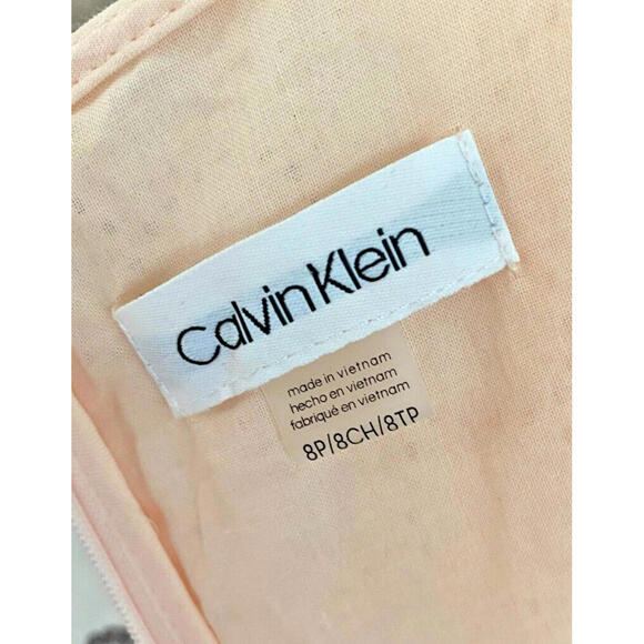 CALVIN KLEIN Women's Cotton Peace/Pink Eyelet Fit & Flare Dress - Size: 8 Petite - Picture 5 of 5